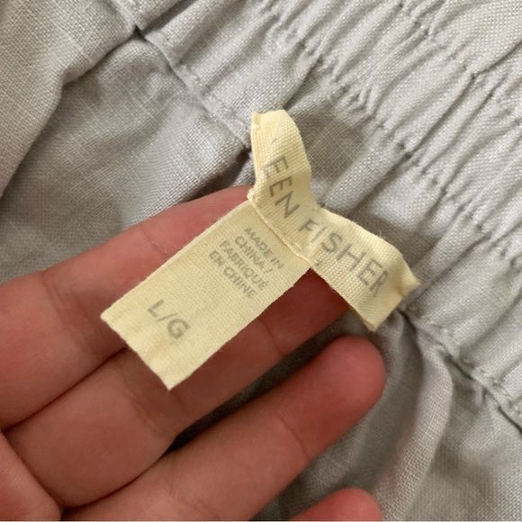 Eileen fisher Womens gray 100% linen crop pull on pants L - Picture 5 of 7